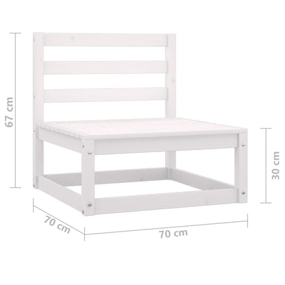 Garden Middle Sofa White Solid Wood Pine