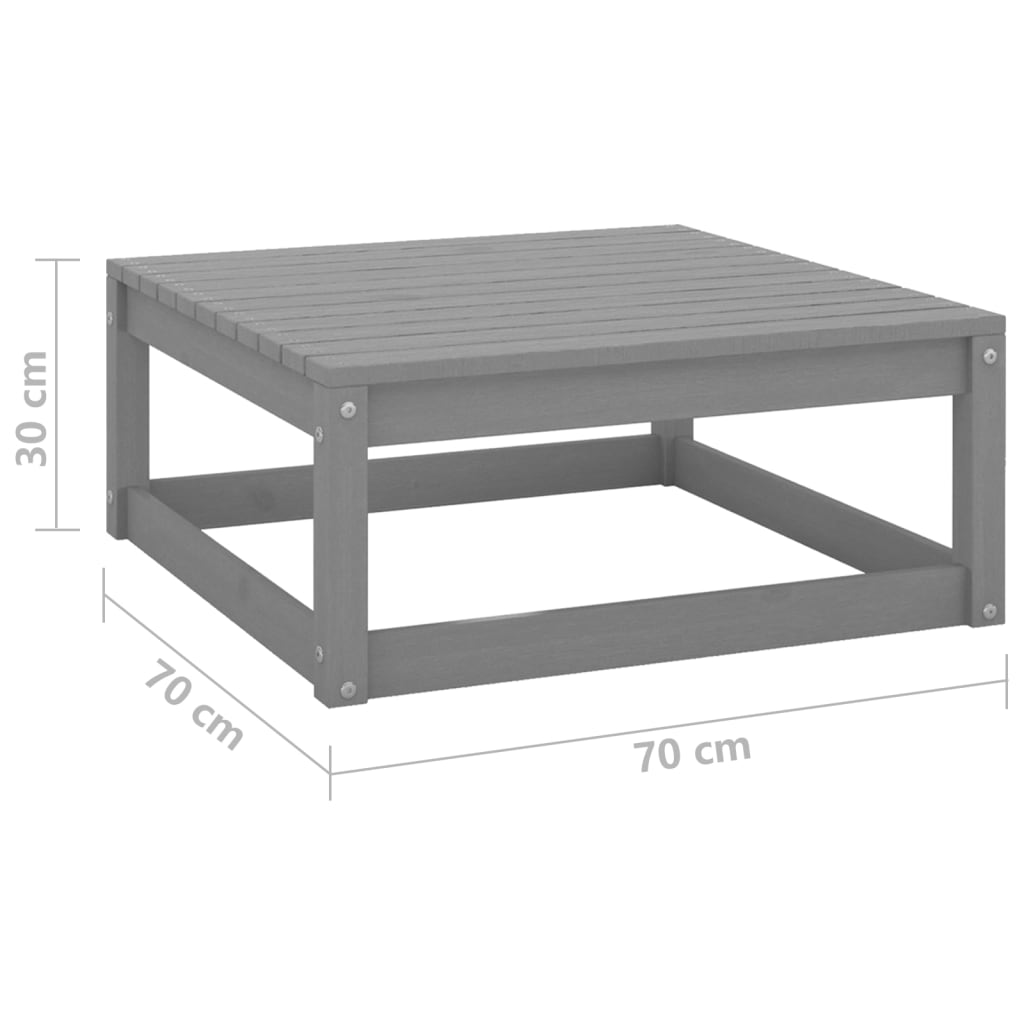 Garden Footstool 70x70x30 cm Grey Solid Wood Pine