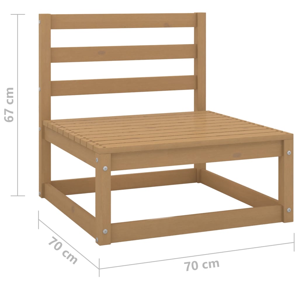 Garden Middle Sofas 2 pcs Honey Brown Solid Wood Pine