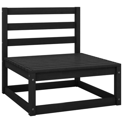 Garden Middle Sofas 2 pcs Black Solid Wood Pine