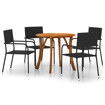 5 Piece Garden Dining Set Black