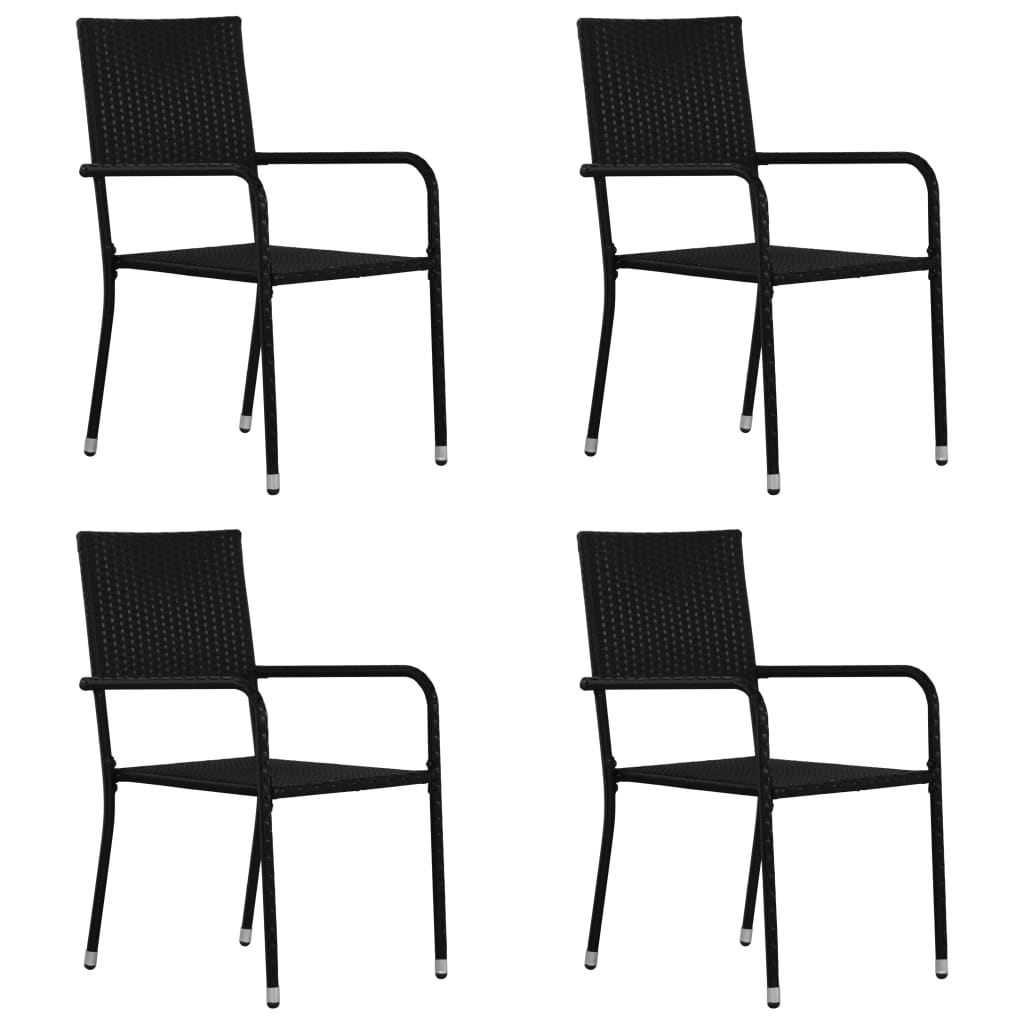 5 Piece Garden Dining Set Black