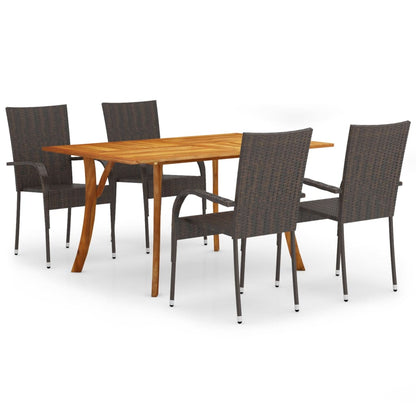 5 Piece Garden Dining Set Brown