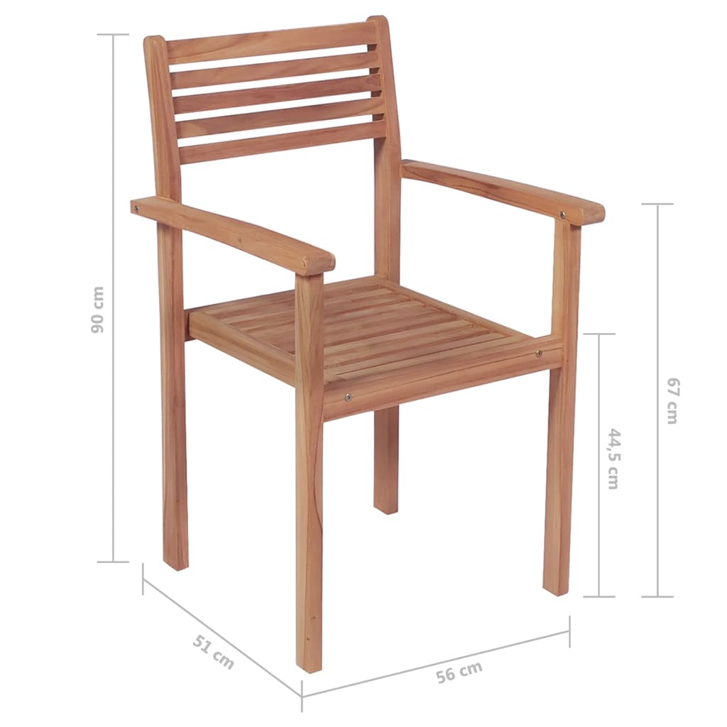 Stackable Garden Chairs 8 pcs Solid Teak Wood