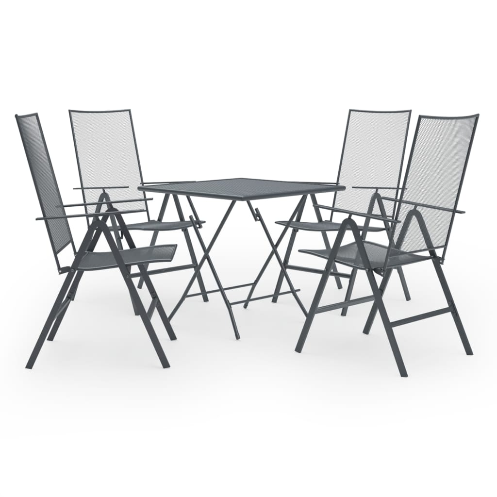 5 Piece Garden Dining Set Steel Anthracite