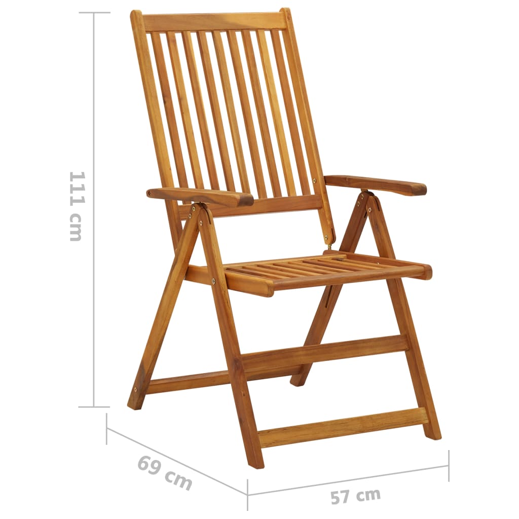 Folding Garden Chairs 8 pcs Solid Acacia Wood