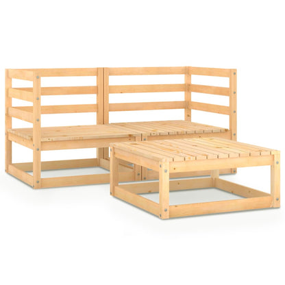 3 Piece Garden Lounge Set Solid Wood Pine