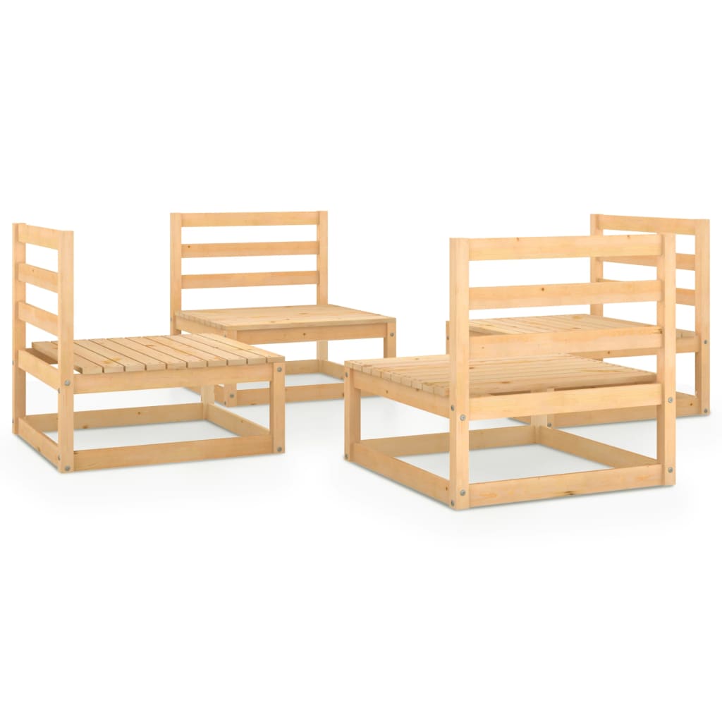 4 Piece Garden Lounge Set Solid Wood Pine