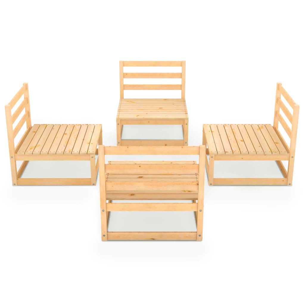 4 Piece Garden Lounge Set Solid Wood Pine