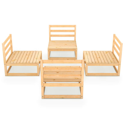 4 Piece Garden Lounge Set Solid Wood Pine