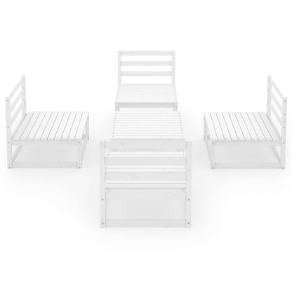 5 Piece Garden Lounge Set White Solid Wood Pine