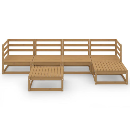 6 Piece Garden Lounge Set Honey Brown Solid Wood Pine