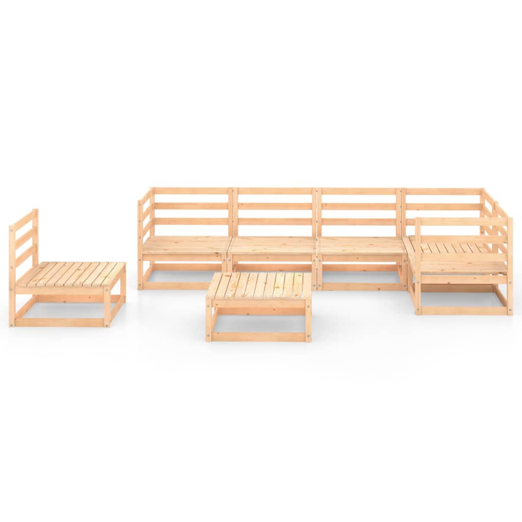 7 Piece Garden Lounge Set Solid Wood Pine