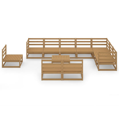 11 Piece Garden Lounge Set Honey Brown Solid Pinewood