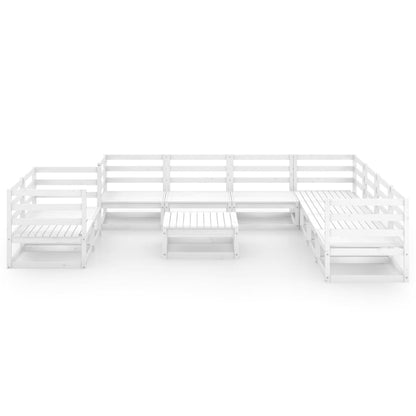 10 Piece Garden Lounge Set White Solid Pinewood