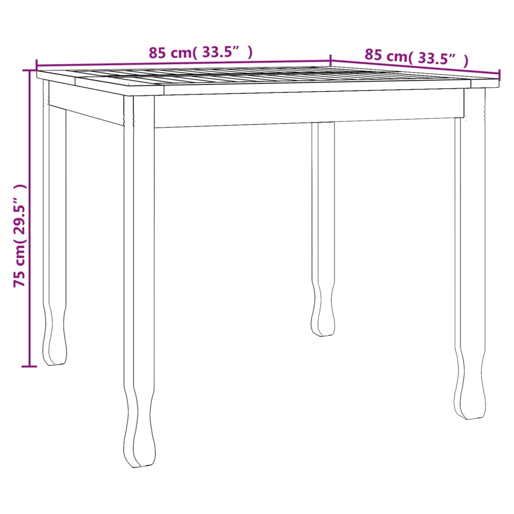 Garden Dining Table 85x85x75 cm Solid Wood Teak