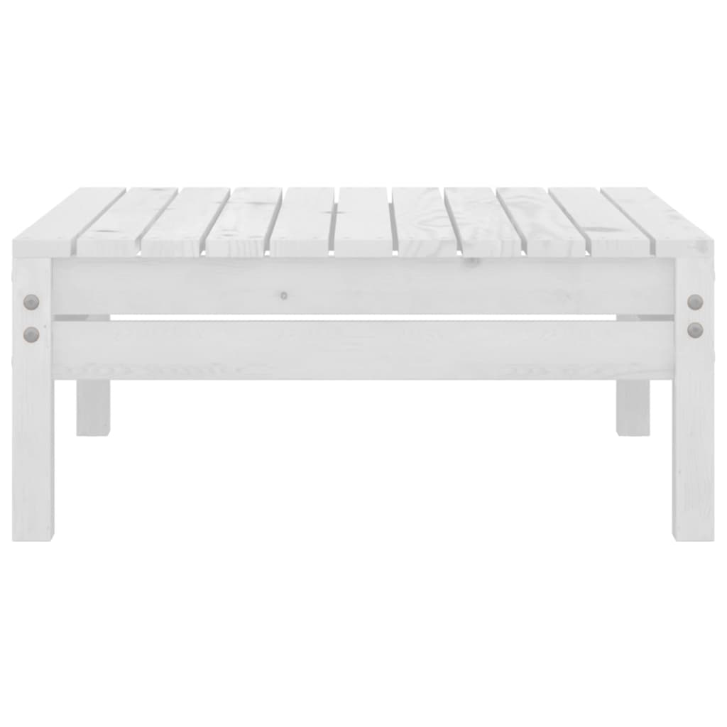 Garden Footstool White Solid Pinewood