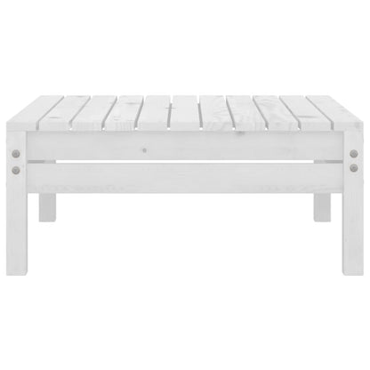 Garden Footstool White Solid Pinewood