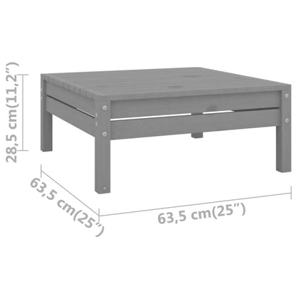 Garden Footstool Grey Solid Pinewood