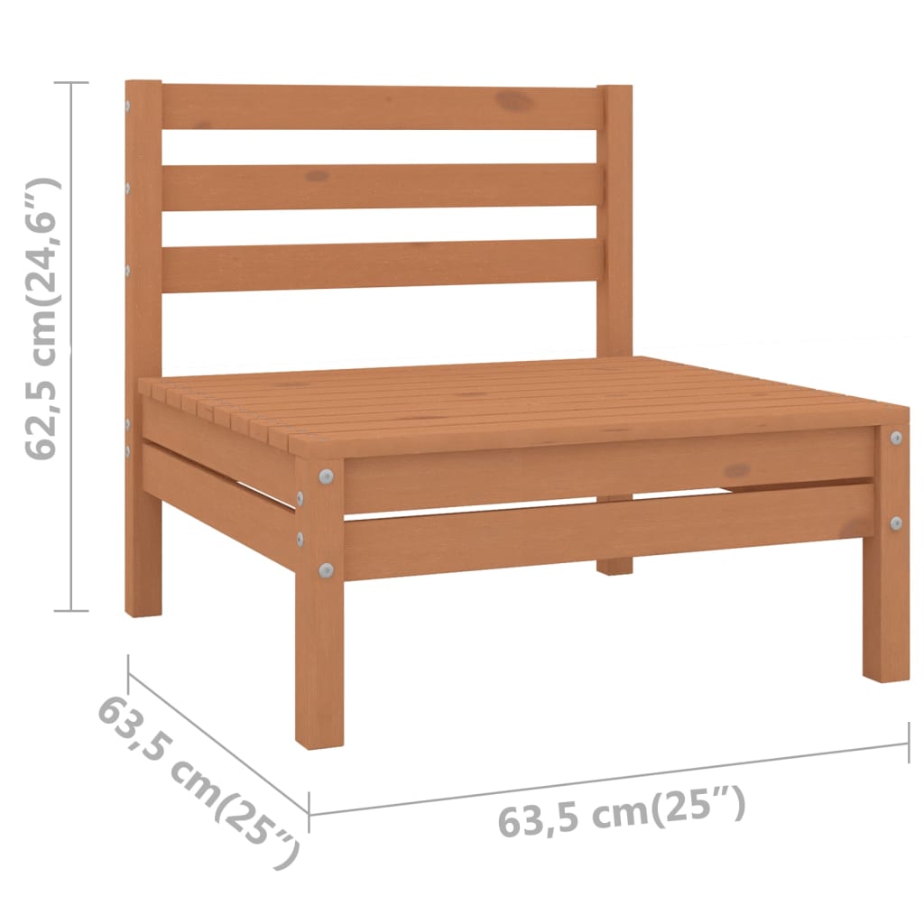 Garden Middle Sofas 2 pcs Honey Brown Solid Pinewood