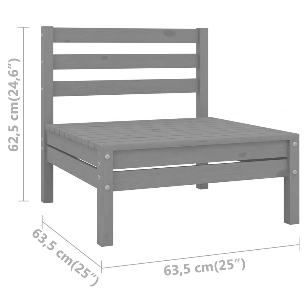 Garden Middle Sofas 4 pcs Grey Solid Pinewood