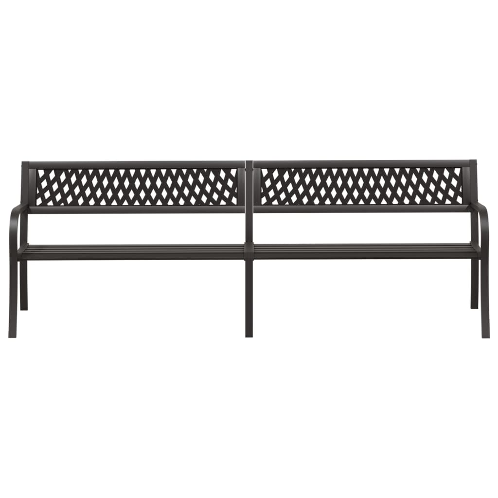 Twin Garden Bench 246 cm Black Steel