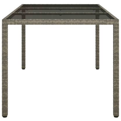 Garden Table 150x90x75 cm Tempered Glass and Poly Rattan Grey