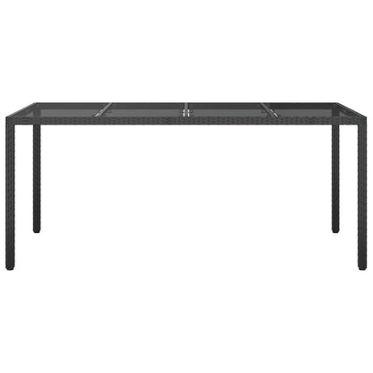 Garden Table Black 190x90x75 cm Tempered Glass and Poly Rattan