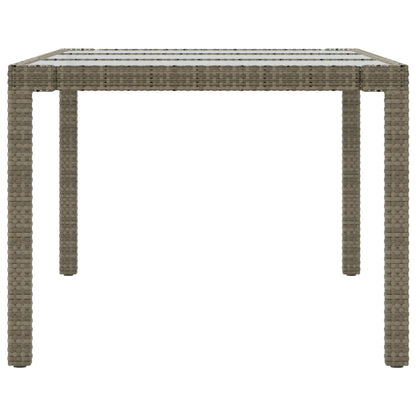 Garden Table Grey 190x90x75 cm Tempered Glass and Poly Rattan