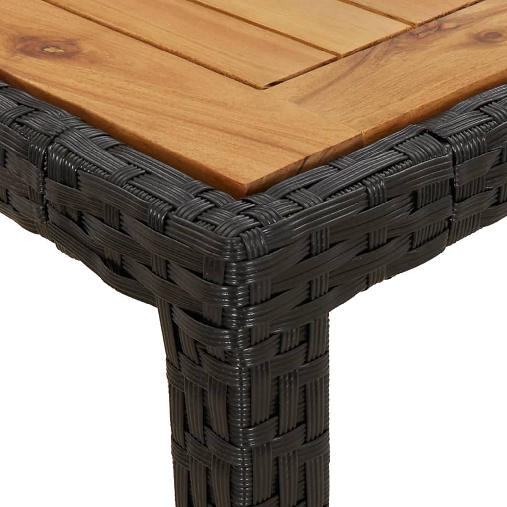 Garden Table 90x90x75 cm Poly Rattan and Acacia Wood Black