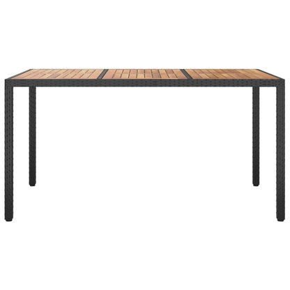 Garden Table 150x90x75 cm Poly Rattan and Acacia Wood Black