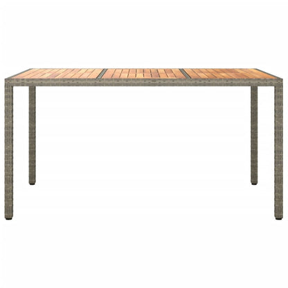 Garden Table 150x90x75 cm Poly Rattan and Acacia Wood Grey