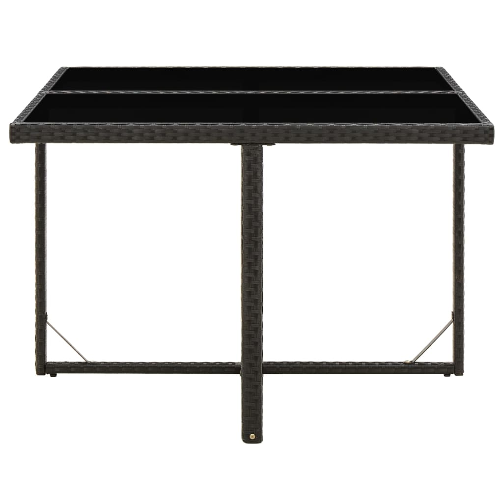 Garden Table Black 109x107x74 cm Poly Rattan and Glass