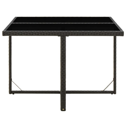 Garden Table Black 109x107x74 cm Poly Rattan and Glass