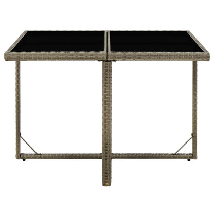 Garden Table Grey 109x107x74 cm Poly Rattan and Glass