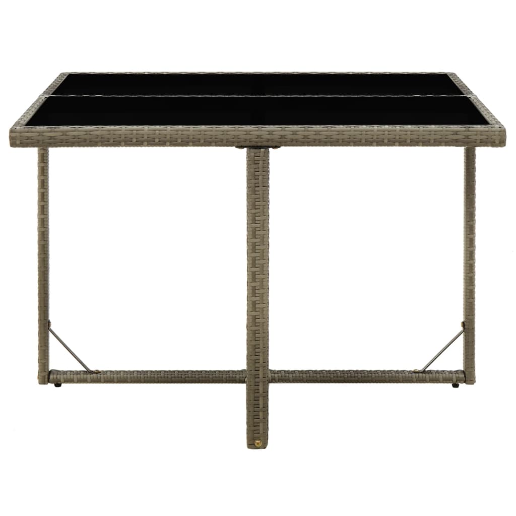 Garden Table Grey 109x107x74 cm Poly Rattan and Glass