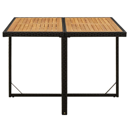 Garden Table Black 109x107x74 cm Poly Rattan&Solid Wood Acacia