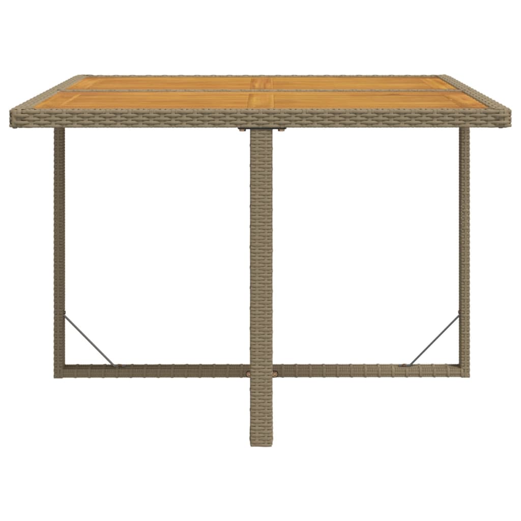 Garden Table Beige 109x107x74 cm Poly Rattan&Solid Wood Acacia