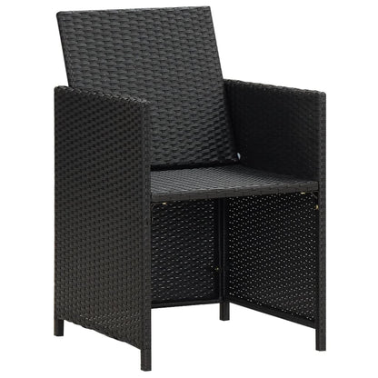 Garden Dining Chairs with Cushions 4 pcs Black Poly Rattan