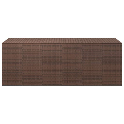 Garden Cushion Box PE Rattan 291x100.5x104 cm Brown