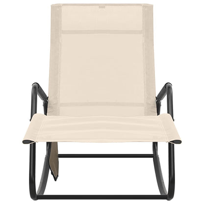 Sun Lounger Steel and Textilene Cream