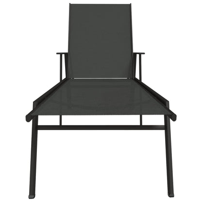 Sun Lounger Steel and Textilene Fabric Black