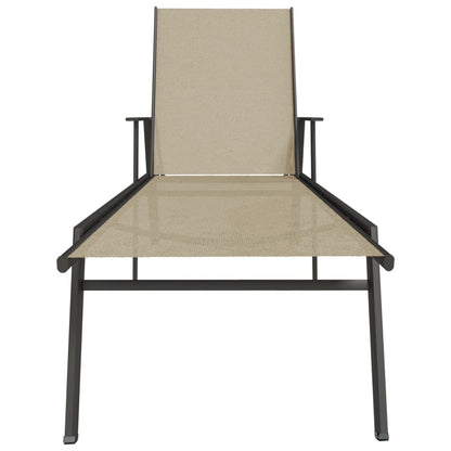 Sun Lounger Steel and Textilene Fabric Cream