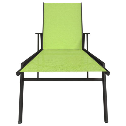 Sun Lounger Steel and Textilene Fabric Green