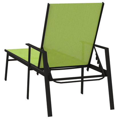 Sun Lounger Steel and Textilene Fabric Green