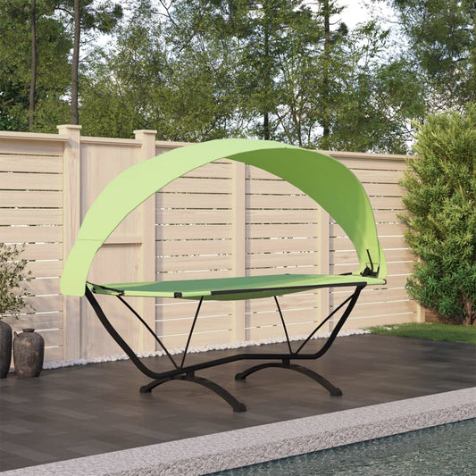 vidaXL Outdoor Lounge Bed with Canopy Green Steel and Oxford Fabric