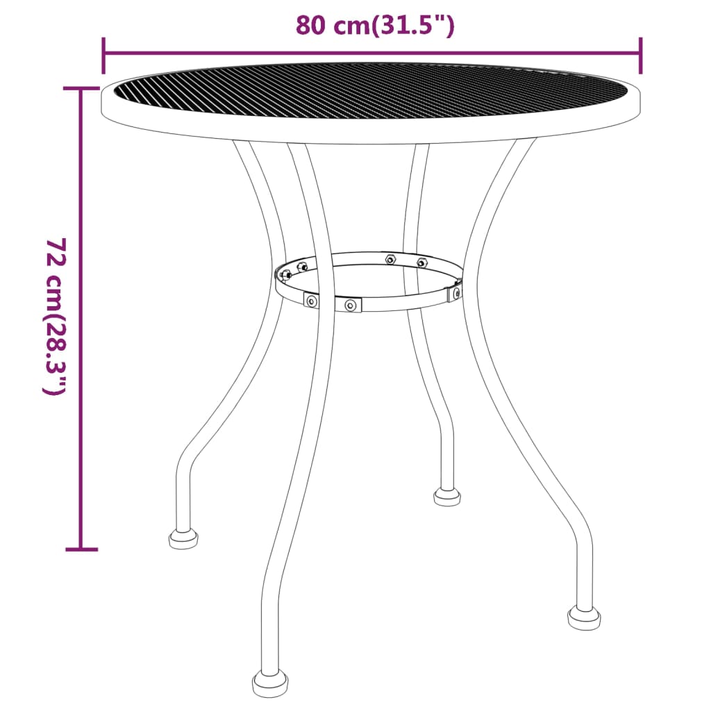 Garden Table Ã˜80x72 cm Expanded Metal Mesh Anthracite