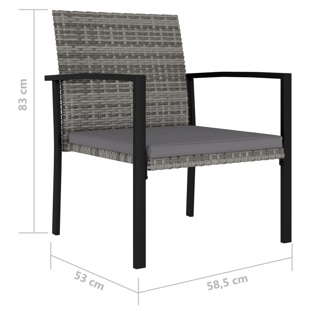 Garden Dining Chairs 2 pcs Poly Rattan Grey