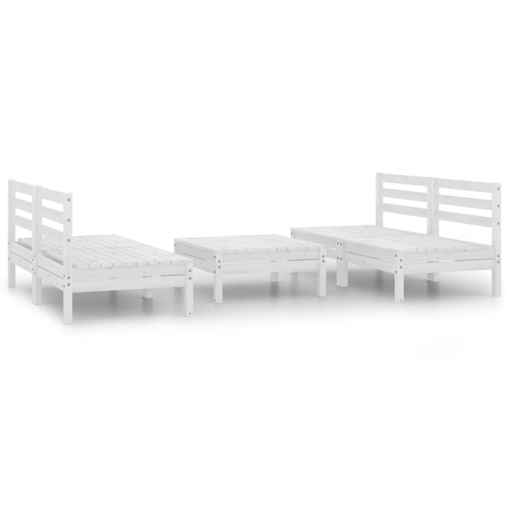 5 Piece Garden Lounge Set White Solid Pinewood