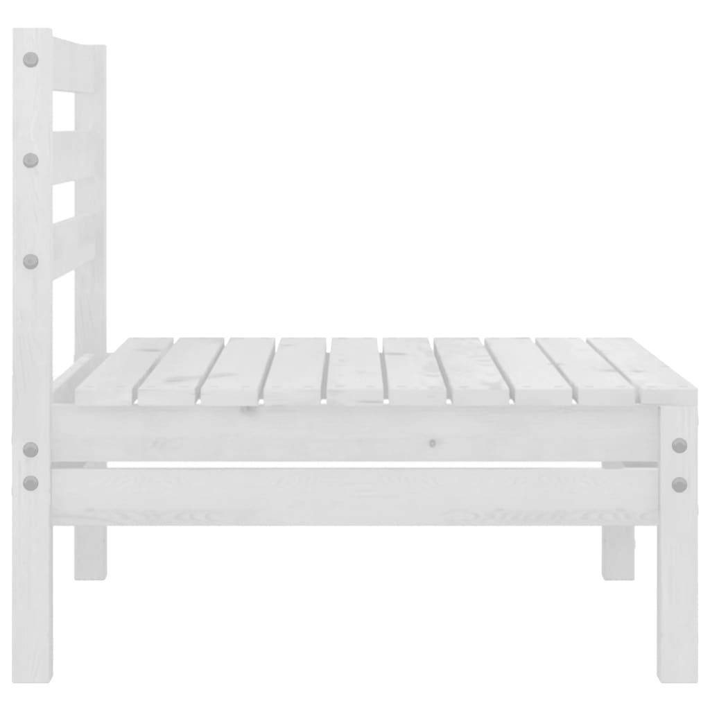 5 Piece Garden Lounge Set White Solid Pinewood